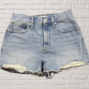 Madewell Perfect Jean Shorts Preppy Classic 25 High Rise Raw Hem Cutoff Denim